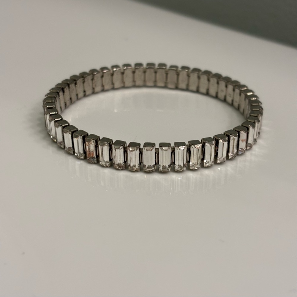 Touchstone Crystal Luxe Silver Night Stretch Bracelet Baguette Crystal - Picture 5 of 10
